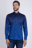Barabas Wholesale Men's Geometric Rope Strand Stretch Long Sleeve Shirts 6B01 Blue