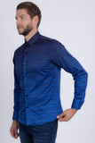 Barabas Wholesale Men's Geometric Rope Strand Stretch Long Sleeve Shirts 6B01 Blue