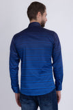 Barabas Wholesale Men's Geometric Rope Strand Stretch Long Sleeve Shirts 6B01 Blue Navy