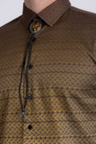 Barabas Wholesale Men's Geometric Rope Strand Stretch Long Sleeve Shirts 6B01 Brown Gold