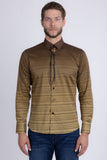 Barabas Wholesale Men's Geometric Rope Strand Stretch Long Sleeve Shirts 6B01 Gold
