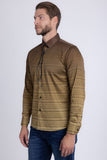 Barabas Wholesale Men's Geometric Rope Strand Stretch Long Sleeve Shirts 6B01 Gold