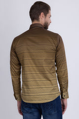 Barabas Wholesale Men's Geometric Rope Strand Stretch Long Sleeve Shirts 6B01 Gold
