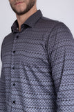 Barabas Wholesale Men's Geometric Rope Strand Stretch Long Sleeve Shirts 6B01 Grey