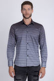 Barabas Wholesale Men's Geometric Rope Strand Stretch Long Sleeve Shirts 6B01 Brown