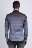 Barabas Wholesale Men's Geometric Rope Strand Stretch Long Sleeve Shirts 6B01 Grey