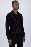 Barabas Wholesale Men's See Through Floral Embroidered Baroque Shirt 6B02 Black Beauty