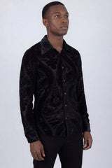 Barabas Wholesale Men's See Through Floral Embroidered Baroque Shirt 6B02 Black Beauty