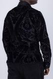 Barabas Wholesale Men's See Through Floral Embroidered Baroque Shirt 6B02 Black