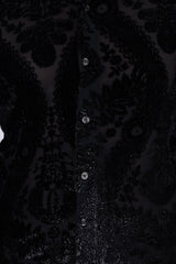 Barabas Wholesale Men's See Through Floral Embroidered Baroque Shirt 6B02 Black Silver