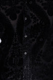 Barabas Wholesale Men's See Through Floral Embroidered Baroque Shirt 6B02 Black Silver
