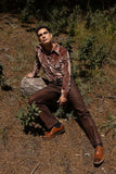 Barabas Wholesale Men's See Through Floral Embroidered Baroque Shirt 6B02 Chocolate