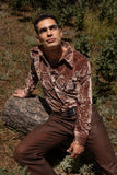 Barabas Wholesale Men's See Through Floral Embroidered Baroque Shirt 6B02 Chocolate