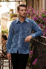Barabas Wholesale Men's See Through Floral Embroidered Baroque Shirt 6B02 Windsurfer