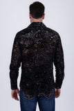 Barabas Wholesale Men's Paisley Floral See Through Long Sleeve Shirts 6B04 Charcoal