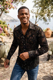 Barabas Wholesale Men's Paisley Floral See Through Long Sleeve Shirts 6B04 Black