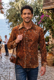 Barabas Wholesale Men's Paisley Floral See Through Long Sleeve Shirts 6B04 Gold