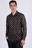 Men's See-Through Sequins Geometric Long-Sleeve Shirt Barabas Wholesale 6B07 #Color_Black Gold