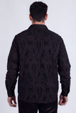Barabas Wholesale Men's Paisley Floral See Through Knit Long Sleeve Shirts 6B08 Black
