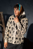 Barabas Wholesale Men's Paisley Floral See Through Knit Long Sleeve Shirts 6B08 Cream