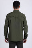 Barabas Wholesale Men's Western Casual Solid Stretch Long Sleeve Shirt 6B12 Army Green