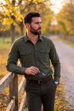Barabas Wholesale Men's Western Casual Solid Stretch Long Sleeve Shirt 6B12 Army Green