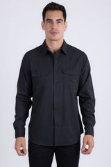 Barabas Wholesale Men's Western Casual Solid Stretch Long Sleeve Shirt 6B12 Black