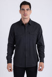Barabas Wholesale Men's Western Casual Solid Stretch Long Sleeve Shirt 6B12 Black