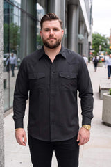 Barabas Wholesale Men's Western Casual Solid Stretch Long Sleeve Shirt 6B12 Black