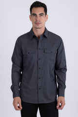 Barabas Wholesale Men's Western Casual Solid Stretch Long Sleeve Shirt 6B12 Charcoal