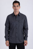Barabas Wholesale Men's Western Casual Solid Stretch Long Sleeve Shirt 6B12 Charcoal