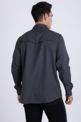 Barabas Wholesale Men's Western Casual Solid Stretch Long Sleeve Shirt 6B12 Charcoal