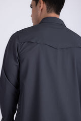 Barabas Wholesale Men's Western Casual Solid Stretch Long Sleeve Shirt 6B12 Charcoal
