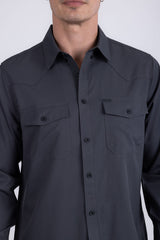 Barabas Wholesale Men's Western Casual Solid Stretch Long Sleeve Shirt 6B12 Charcoal