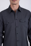 Barabas Wholesale Men's Western Casual Solid Stretch Long Sleeve Shirt 6B12 Charcoal