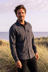 Barabas Wholesale Men's Western Casual Solid Stretch Long Sleeve Shirt 6B12 Charcoal