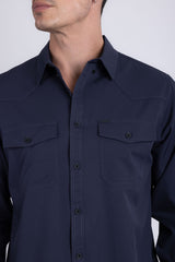Barabas Wholesale Men's Western Casual Solid Stretch Long Sleeve Shirt 6B12 Estate Blue