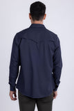 Barabas Wholesale Men's Western Casual Solid Stretch Long Sleeve Shirt 6B12 Estate Blue