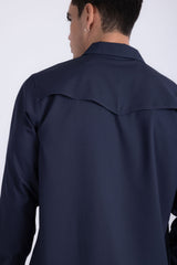 Barabas Wholesale Men's Western Casual Solid Stretch Long Sleeve Shirt 6B12 Estate Blue