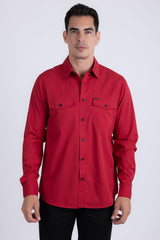 Barabas Wholesale Men's Western Casual Solid Stretch Long Sleeve Shirt 6B12 Red