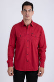 Barabas Wholesale Men's Western Casual Solid Stretch Long Sleeve Shirt 6B12 Red