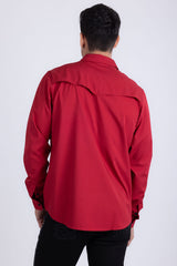 Barabas Wholesale Men's Western Casual Solid Stretch Long Sleeve Shirt 6B12 Red