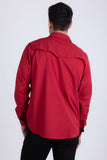 Barabas Wholesale Men's Western Casual Solid Stretch Long Sleeve Shirt 6B12 Red
