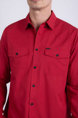 Barabas Wholesale Men's Western Casual Solid Stretch Long Sleeve Shirt 6B12 Red