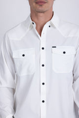 Barabas Wholesale Men's Western Casual Solid Stretch Long Sleeve Shirt 6B12 White