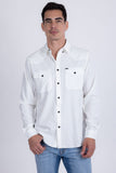 Barabas Wholesale Men's Western Casual Solid Stretch Long Sleeve Shirt 6B12 White