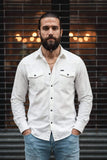 Barabas Wholesale Men's Western Casual Solid Stretch Long Sleeve Shirt 6B12 White
