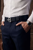 Barabas Wholesale Men's Logo Buckle Reversible Leather Belt 6BK01 Black Brown Sil
