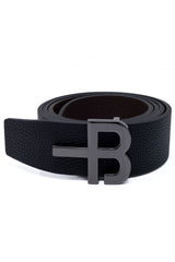 Barabas Wholesale Men's Logo Buckle Reversible Leather Belt 6BK01 Black Brown Black