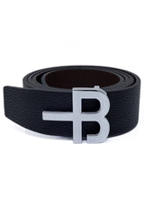 Barabas Wholesale Men's Logo Buckle Reversible Leather Belt 6BK01 Black Brown Silver